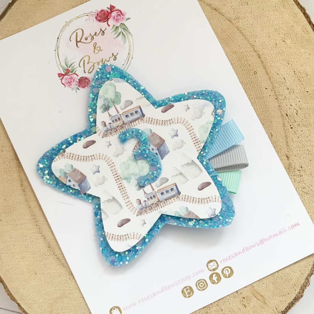 Train Birthday Badge - Birthday Glitter Badge