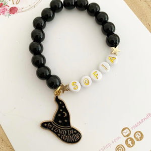 Girls wizard in training Halloween Personalised Bracelet