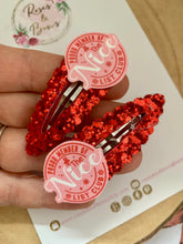 Load image into Gallery viewer, Nice List Christmas Glitter Snap Clip Set
