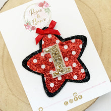 Load image into Gallery viewer, Minnie Mouse inspired Birthday Badge - Birthday Glitter Badge
