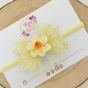 Daffodil Hair Bow Headband or Clip