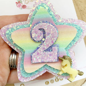 Unicorn pastel Birthday Badge - Birthday Glitter Badge