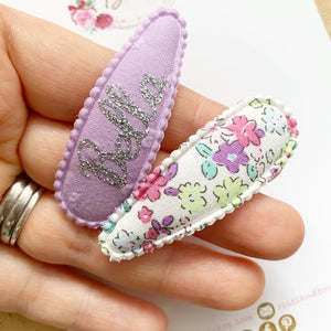 Personalised Purple Snap Hair Clips