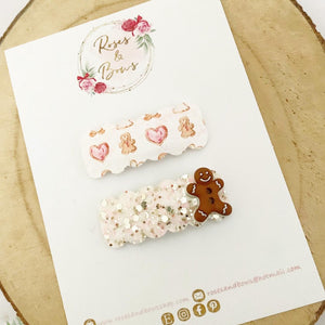 Pink Gingerbread Snap Clip Set