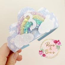 Load image into Gallery viewer, Rainbow tiara, birthday accessory - custom ages
