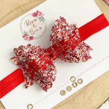 Load image into Gallery viewer, Red heart Valentines Valentine’s Day hair Bow Headband or Clip
