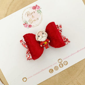 Christmas santa small Hair Bow Headband or Clip