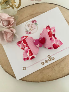 Pink and Red Valentine’s Day Hair Bow Headband or Clip