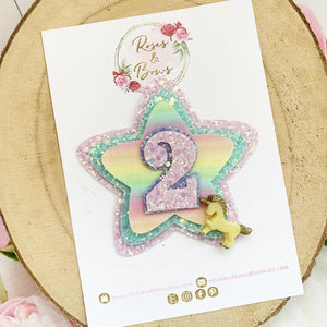 Unicorn pastel Birthday Badge - Birthday Glitter Badge