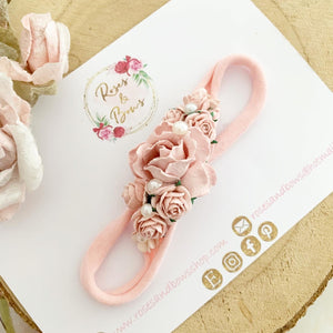 Pink Floral pearl headband