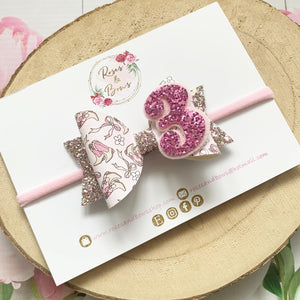 Cowboy cowgirl Birthday Bow Headband or Clip