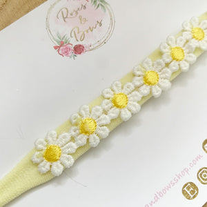 Daisy headband - lemon nylon headband