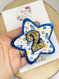 Birthday Space Badge - Birthday Glitter Badge