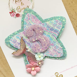 Mermaid Tail Birthday Badge - Birthday Glitter Badge