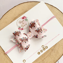 Load image into Gallery viewer, Pink Christmas Reindeer Hair Bow Headband or Clip
