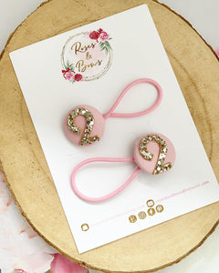 Birthday Age Bobbles Hair Ties Set of 2