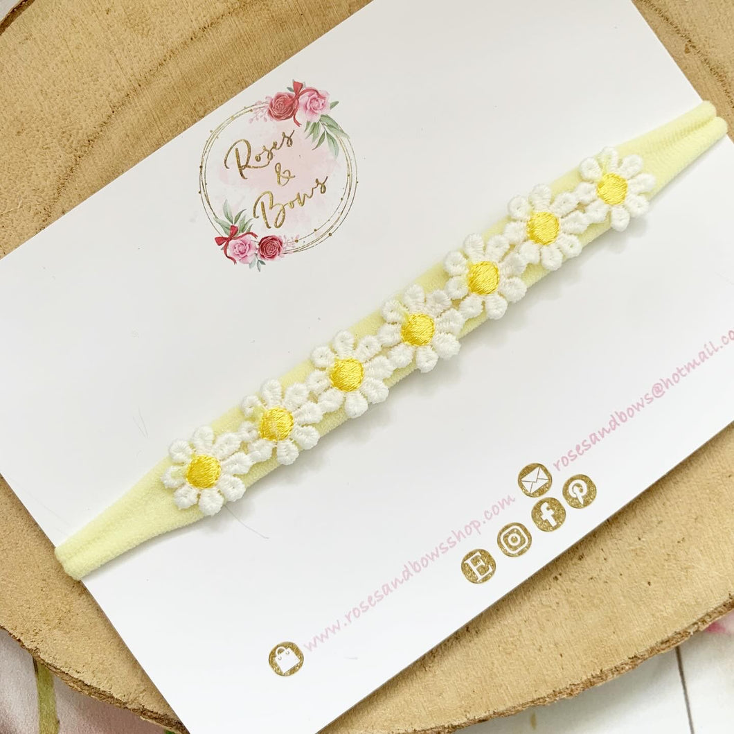 Daisy headband - lemon nylon headband