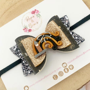 London happy New Years London Hair Bow Headband or Clip