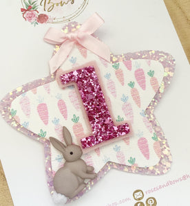 Bunny Rabbit Birthday Badge - Birthday Glitter Badge