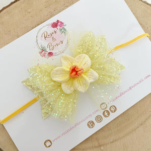 Daffodil Hair Bow Headband or Clip