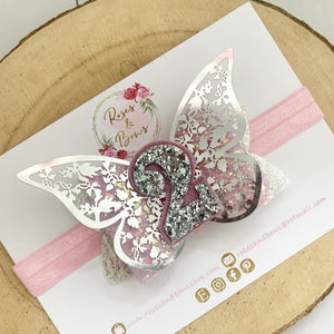 Birthday butterfly Hair Bow - Birthday Headband - Birthday Hair Clip