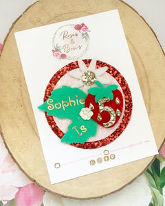Strawberry Personalised Birthday Badge - Birthday Glitter Badge