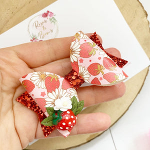 Strawberry Hair Bow Headband or Clip