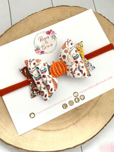 Pumpkin Hair Bow Headband or Clip