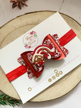 Load image into Gallery viewer, Red Gingerbread House Hair Bow Clip or Headband
