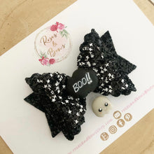 Load image into Gallery viewer, Boo Halloween Glitter Bow Headband or Clip
