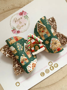 Christmas Gingerbread Bow Headband or Clip