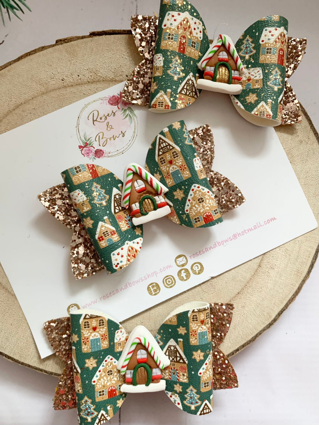 Christmas Gingerbread Bow Headband or Clip