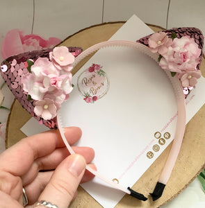 Pink cat ears headband