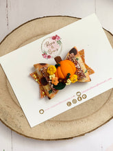 Load image into Gallery viewer, Pumpkin Halloween Glitter Bow Headband or Clip
