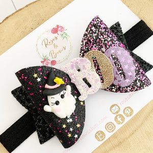 Halloween Ghost Boo Hair Bow Headband or Clip