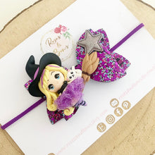 Load image into Gallery viewer, Witch Glitter Bow Headband or Clip
