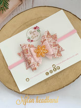 Load image into Gallery viewer, Pink Gingerbread Hair Bow Clip or Headband
