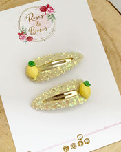 Load image into Gallery viewer, Lemon scalloped snap clip set

