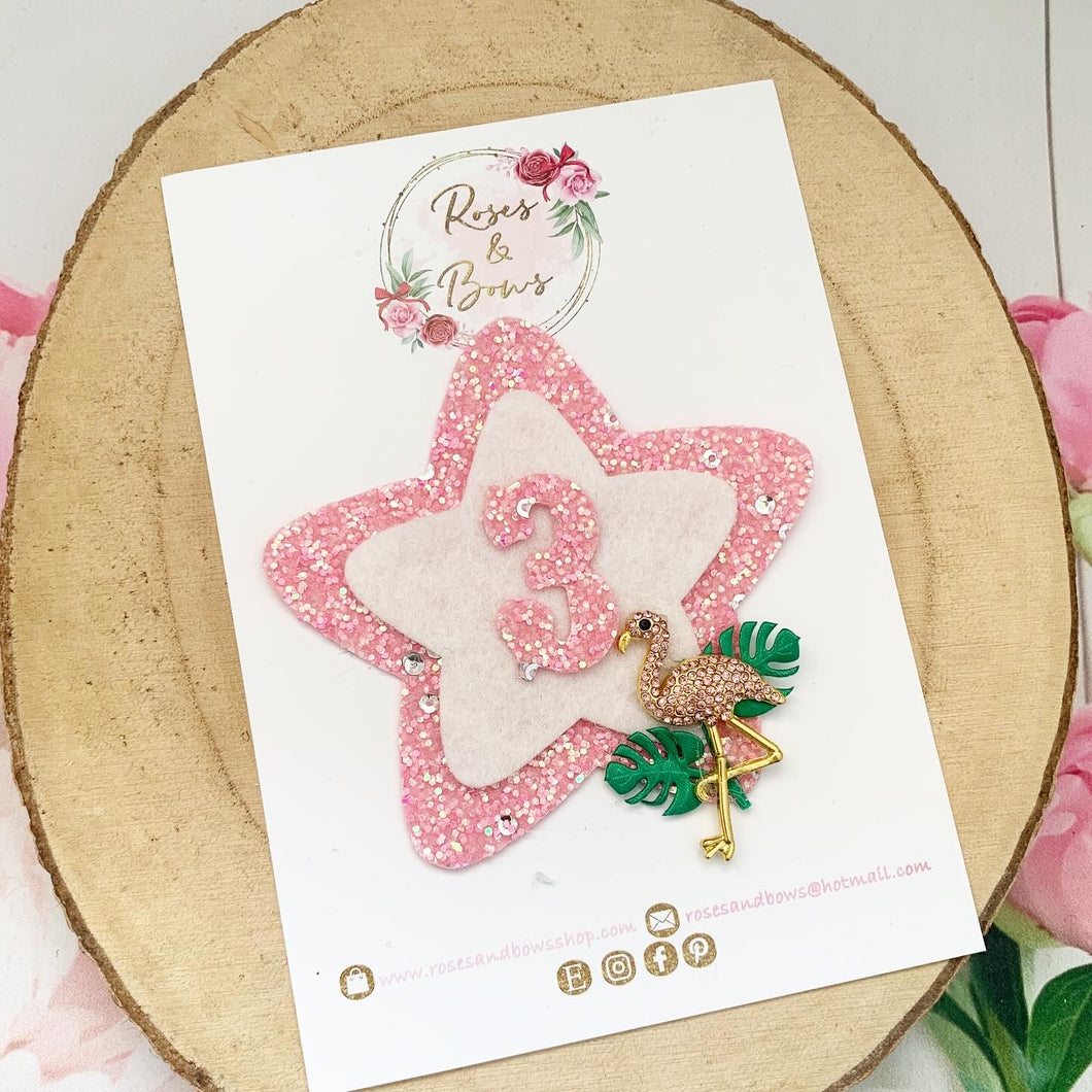 Flamingo Birthday Badge - Birthday Glitter Badge