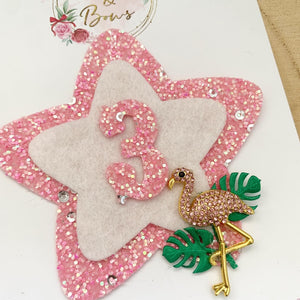 Flamingo Birthday Badge - Birthday Glitter Badge