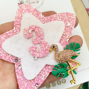 Flamingo Birthday Badge - Birthday Glitter Badge