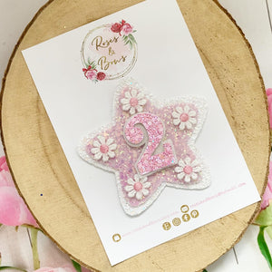 Birthday Badge - Pink Daisy Birthday Glitter Badge