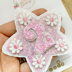 Birthday Badge - Pink Daisy Birthday Glitter Badge