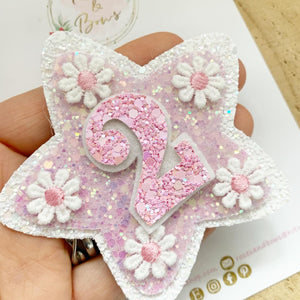 Birthday Badge - Pink Daisy Birthday Glitter Badge