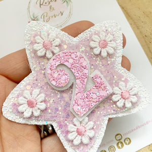 Birthday Badge - Pink Daisy Birthday Glitter Badge