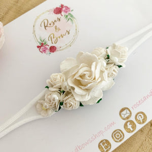 White Floral pearl headband