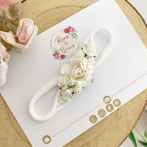 White Floral pearl headband