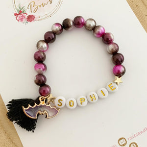 Girls Bat Halloween Personalised Bracelet