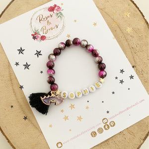 Girls Bat Halloween Personalised Bracelet