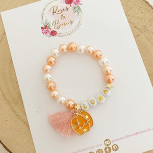 Girls Pumpkin Personalised Bracelet